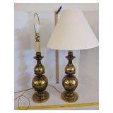 (2) Heavy brass like table lamps