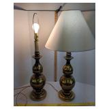 (2) Heavy brass like table lamps