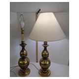 (2) Heavy brass like table lamps