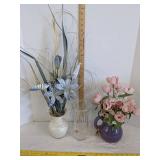 (3) Flower vases w/2 with faux flower