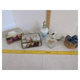 (2) Jewelry boxes, home decor & vintage perfume bottle