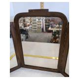Tri fold mirror w/wood frame