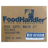 (2) Boxes of Foodhandler protection head caps white 21" 100/box - 500/carton