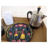 Plastic drinking glasses, salt & pepper shakers, coasters & more