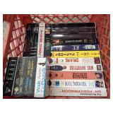 Crate w/VHS tapes see pictures for titles