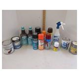 Spray paint, paint, toilet bowl cleaner & stain