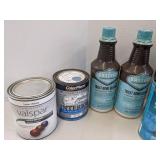 Spray paint, paint, toilet bowl cleaner & stain