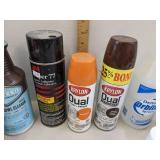 Spray paint, paint, toilet bowl cleaner & stain