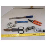 Pipe cutters, hook, metal shears