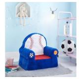 Heritage Club Baseball Figural Faux Fur Kids Foam Chair, Blue
