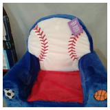 Heritage Club Baseball Figural Faux Fur Kids Foam Chair, Blue