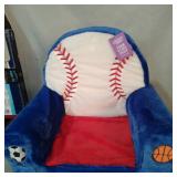 Heritage Club Baseball Figural Faux Fur Kids Foam Chair, Blue