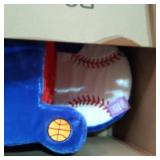 Heritage Club Baseball Figural Faux Fur Kids Foam Chair, Blue