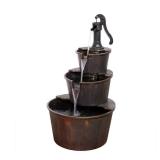 Alpine Corporation 40" Three Tier Pump Outdoor Fountain Decor, Brown