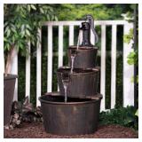 Alpine Corporation 40" Three Tier Pump Outdoor Fountain Decor, Brown