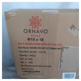 ORNAVO HOME MODERN ROUND VELBET OTTOMAN COFFEE TABLE- BLUSH, 15X18