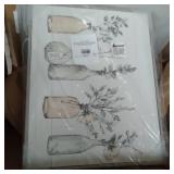 AMAZON BOTTLES AND PLANTS FARM WOOD TEXTURED FESIGN GRAY FARMHOUSE RUSTIC OVERSIZED FRAMED WALL ART