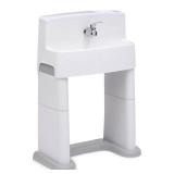 Delta Children PerfectSize 3-in-1 Convertible Sink, Step Stool and Bath Toy for Kids, White/Grey