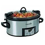 Crock-Pot 6 Quart Programmable Cook & Carry Slow Cooker with Digital Timer, Stainless Steel