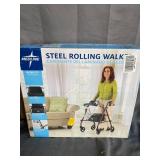 Medline Steel Rollator Walker, Folding Rolling Walker, 6" Wheels, 350lb Weight Capacity, Burgundy Red Frame