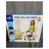 Medline Steel Rollator Walker, Folding Rolling Walker, 6" Wheels, 350lb Weight Capacity, Burgundy Red Frame