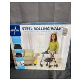 Medline Steel Rollator Walker, Folding Rolling Walker, 6" Wheels, 350lb Weight Capacity, Burgundy Red Frame