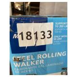 Medline Steel Rollator Walker, Folding Rolling Walker, 6" Wheels, 350lb Weight Capacity, Burgundy Red Frame