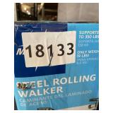 Medline Steel Rollator Walker, Folding Rolling Walker, 6" Wheels, 350lb Weight Capacity, Burgundy Red Frame