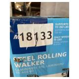 Medline Steel Rollator Walker, Folding Rolling Walker, 6" Wheels, 350lb Weight Capacity, Burgundy Red Frame