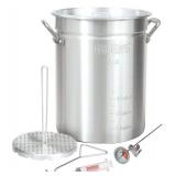 Bayou Classic 30 Quart Aluminum Whole Turkey Fryer Stockpot with Accessories