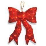 National Tree PreLit 24" Red Wavy Sisal Bow