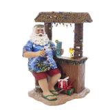 Kurt Adler 11-Inch Fabriche Beach Santa Sitting At Tiki Bar
