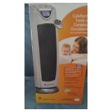 Comfort Zone 1500-Watt Ceramic Oscillating Digital Tower Heater with Remote, Silver