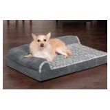 FURHAVEN PET MEDUIM TWO TINE FAUX FUR & SUEDE CHAISE LOUNGE ORTHOPEDIC SOFA PET BED - STONE GRAY, 44341087