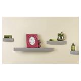 MELANNCO SET OF 3 WOOD SHELVES GREY FINISH
