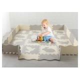 SUPER JARE BABY PLAY MAT WITH FENCE BEIGE-GREY