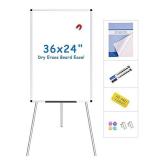 Sealed - VIZ-PRO Magnetic Whiteboard Easel, 36 x 24 Inches, Portable Dry Erase Board Height Adjustable for School Office and Home