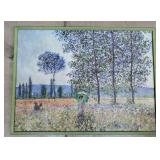 Green Framed Monet, Fields in Spring, 24×32"