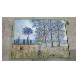 Green Framed Monet, Fields in Spring, 24×32"