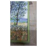 Green Framed Monet, Fields in Spring, 24×32"