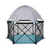 Summer Pop n Play Deluxe Ultimate Playard, Aqua Splash  Full Coverage Indoor/Outdoor Play Pen  Portable Playard with Fast, Easy and Compact Fold