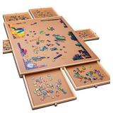 1500 Piece Wooden Jigsaw Puzzle Table - 6 Drawers, Puzzle Board | 27 X 35 Jigsaw Puzzle Board Portable - Portable Puzzle Table | for Adults and Kids