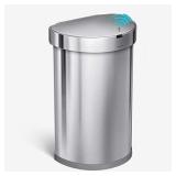 simplehuman 45 Liter / 12 Gallon Semi-Round Automatic Sensor Trash Can, Brushed Stainless Steel