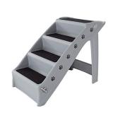 Pet Stairs  Safe and Durable Indoor or Outdoor Ramp with 4 Step Design  Cat or Dog Steps for Home and Vehicle by PETMAKER (Gray)