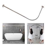 SIKAIQI Stretchable 304 Stainless L Shaped Bathroom Bathtub Corner Shower Curtain Rod Rack (Large Size: 27.55"-39.37" x 39.37"- 65"/70-100x120-165CM)