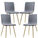 EdgeMod Wadsworth Dining Chair with Natural Legs in Gray (Set of 4)