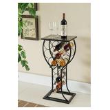 Kings Brand Furniture Metal with Marble Finish Top Wine Storage Organizer Display Rack Table