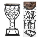 Kings Brand Furniture Metal with Marble Finish Top Wine Storage Organizer Display Rack Table