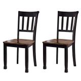 Signature Design by Ashley Owingsville Modern Farmhouse Dining Room Side Chair, Set of 2, Black and Brown