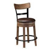 Signature Design By Ashley - Pinnadel Upholstered Swivel Barstool - Casual Style - Grayish Brown